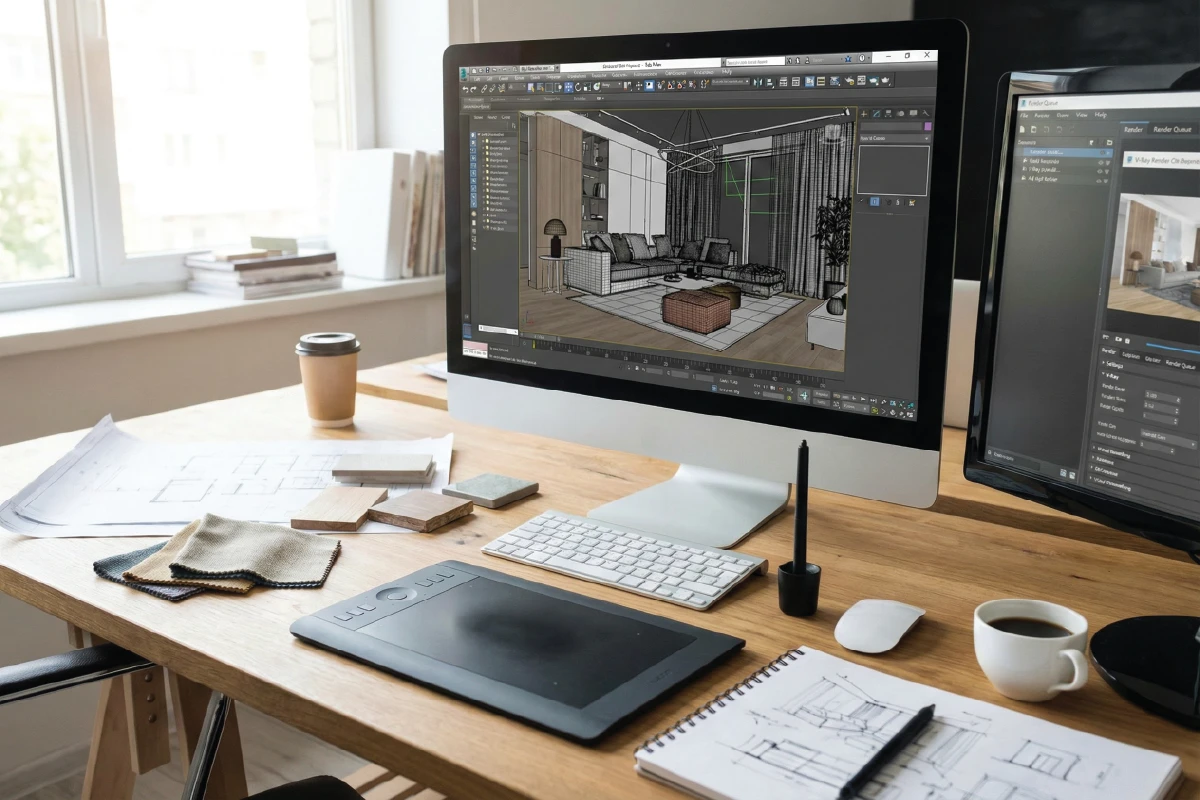 interior design in 3ds max workflow