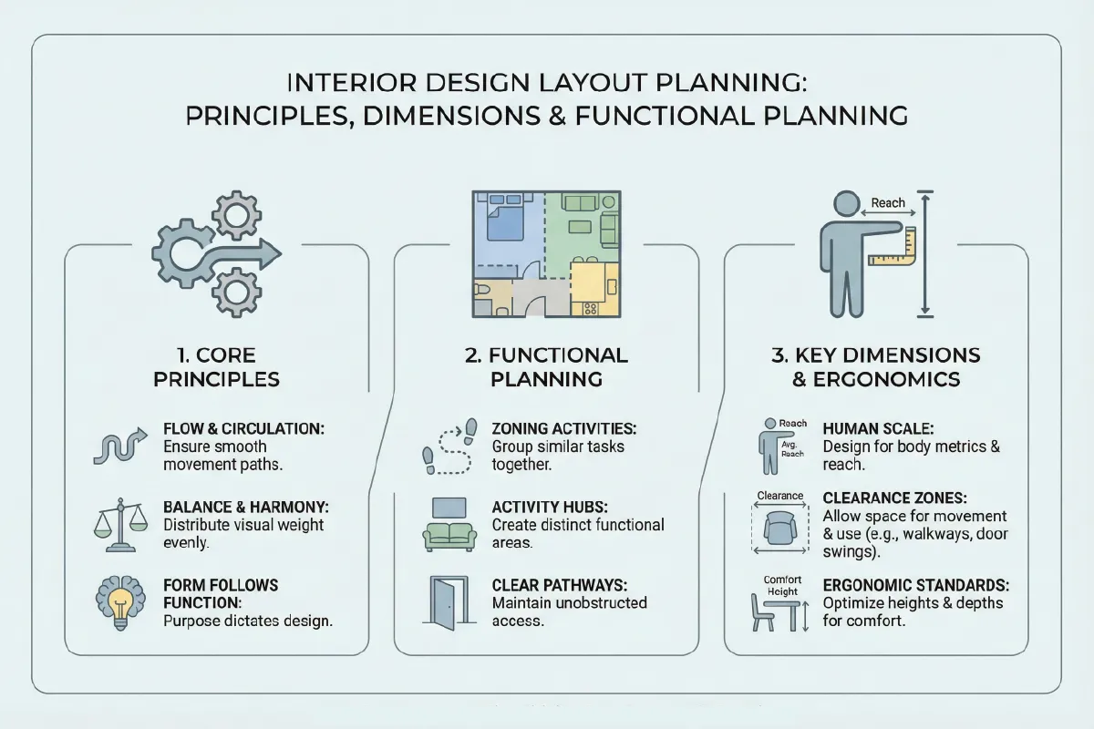 Interior Design Layout Plan: Principles, Dimensions And Functional Planning