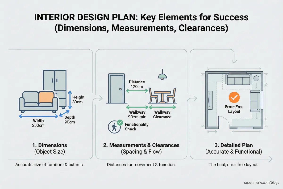 Interior Design Plan With Dimensions: Measurements, Clearances And Execution Accuracy